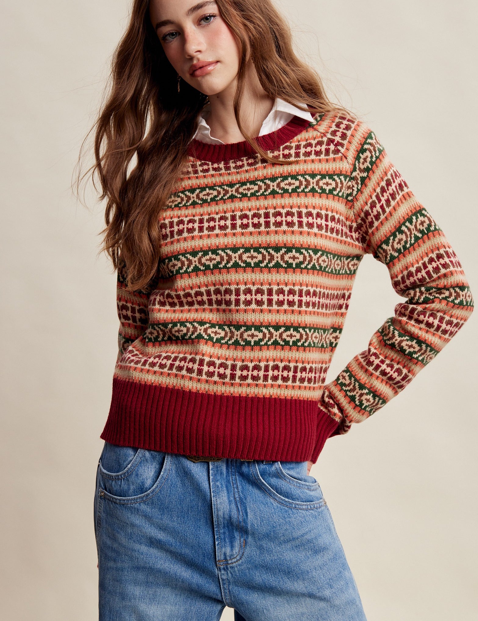 Nordhaven Fair Isle Sweater - Red Multi