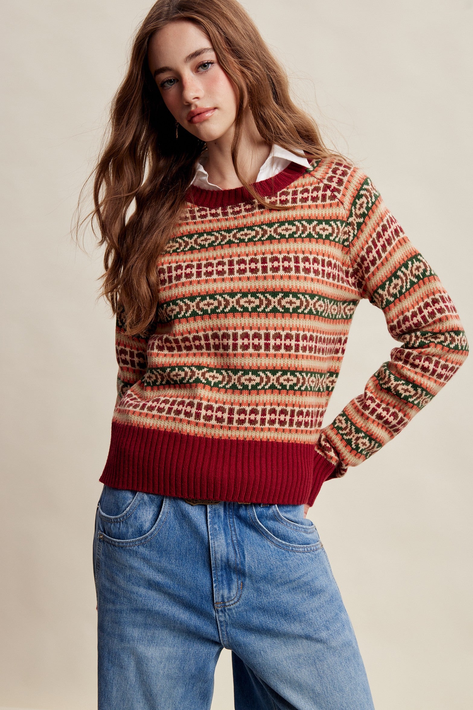 Nordhaven Fair Isle Sweater - Red Multi
