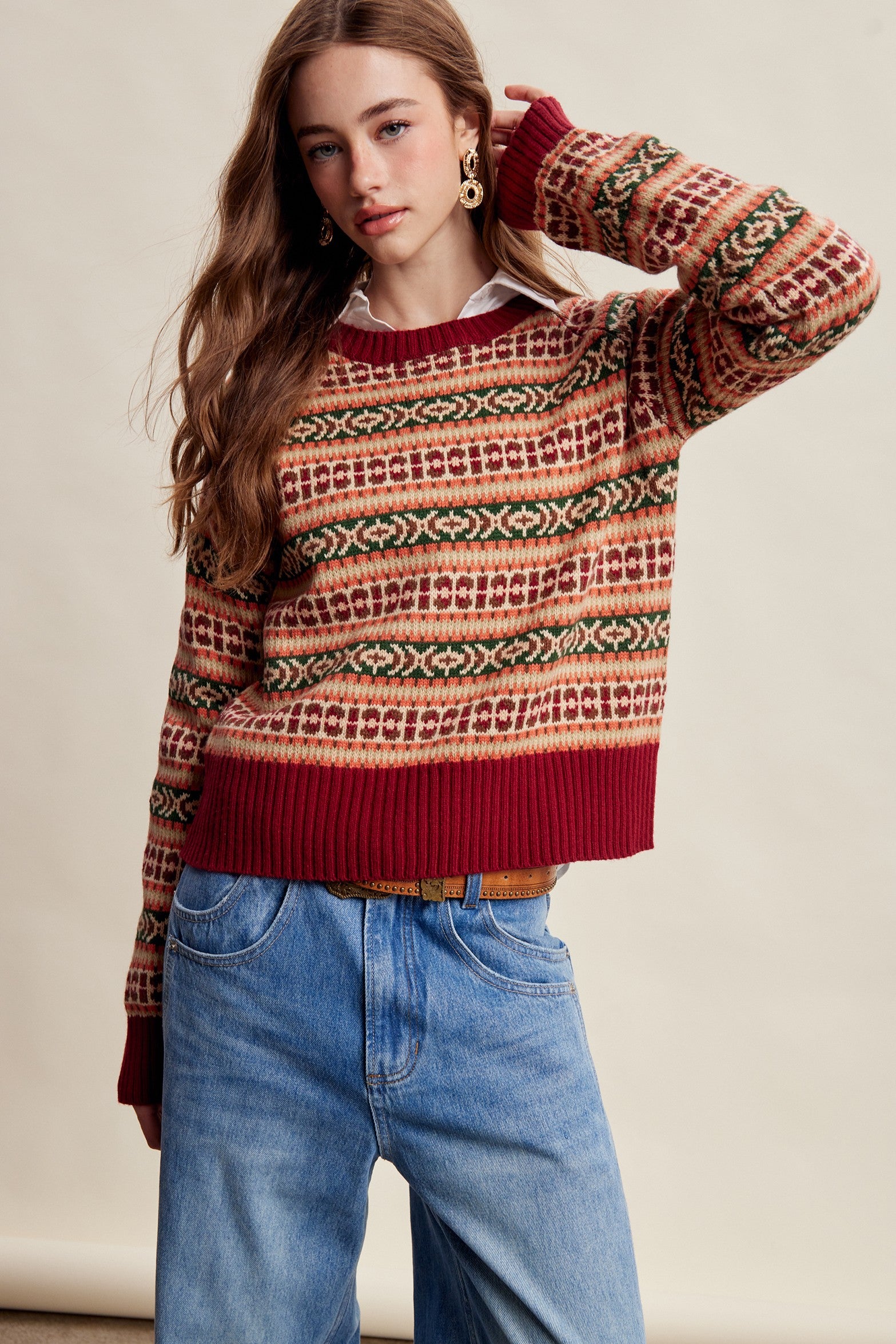 Nordhaven Fair Isle Sweater - Red Multi