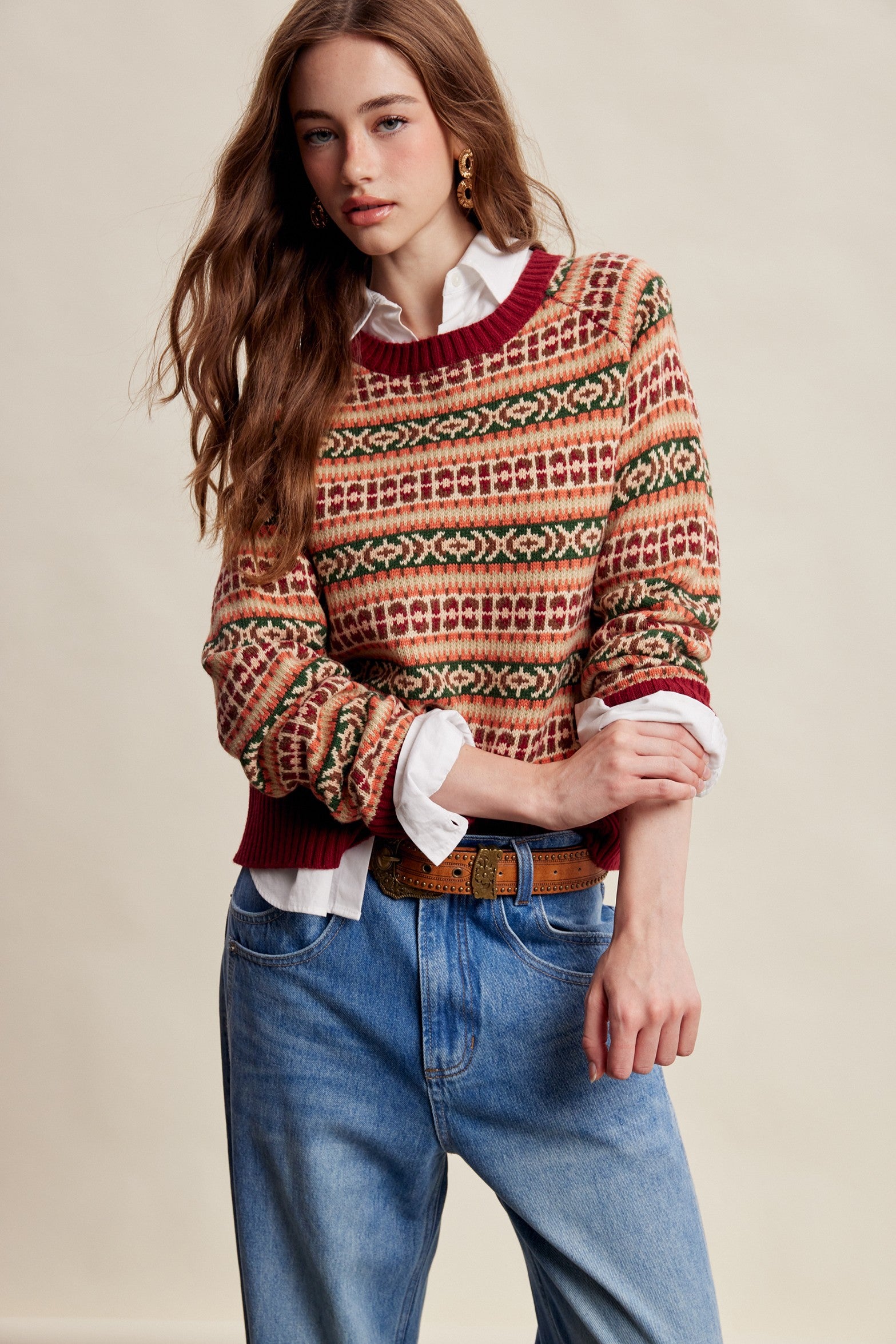 Nordhaven Fair Isle Sweater - Red Multi