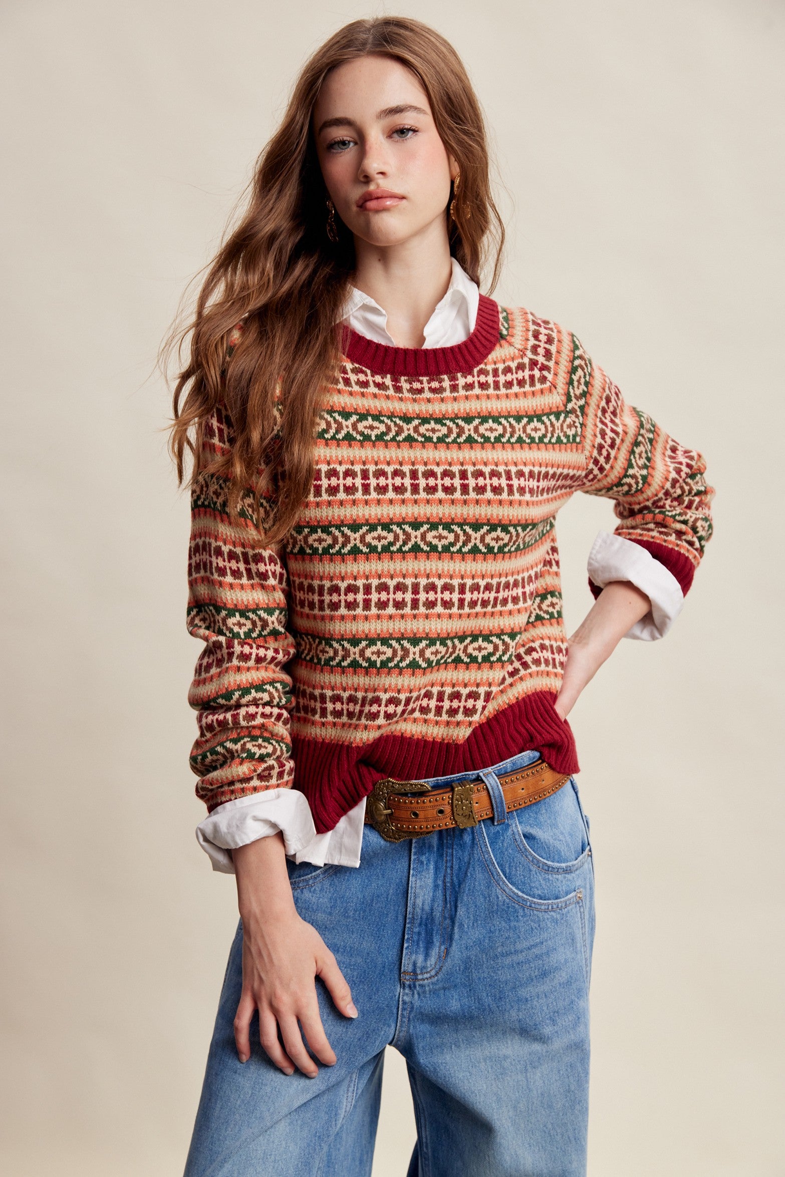 Nordhaven Fair Isle Sweater - Red Multi