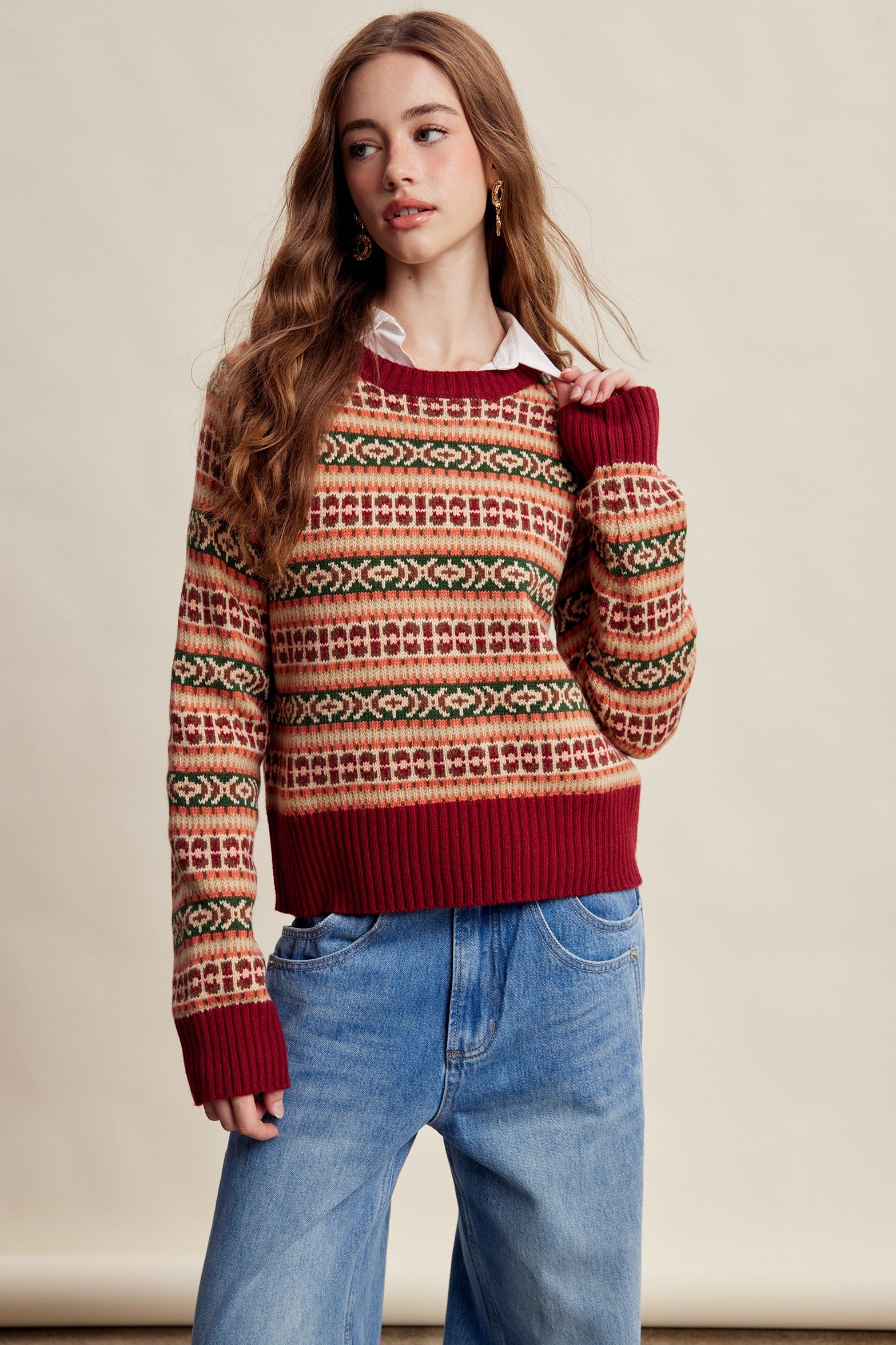 Nordhaven Fair Isle Sweater - Red Multi