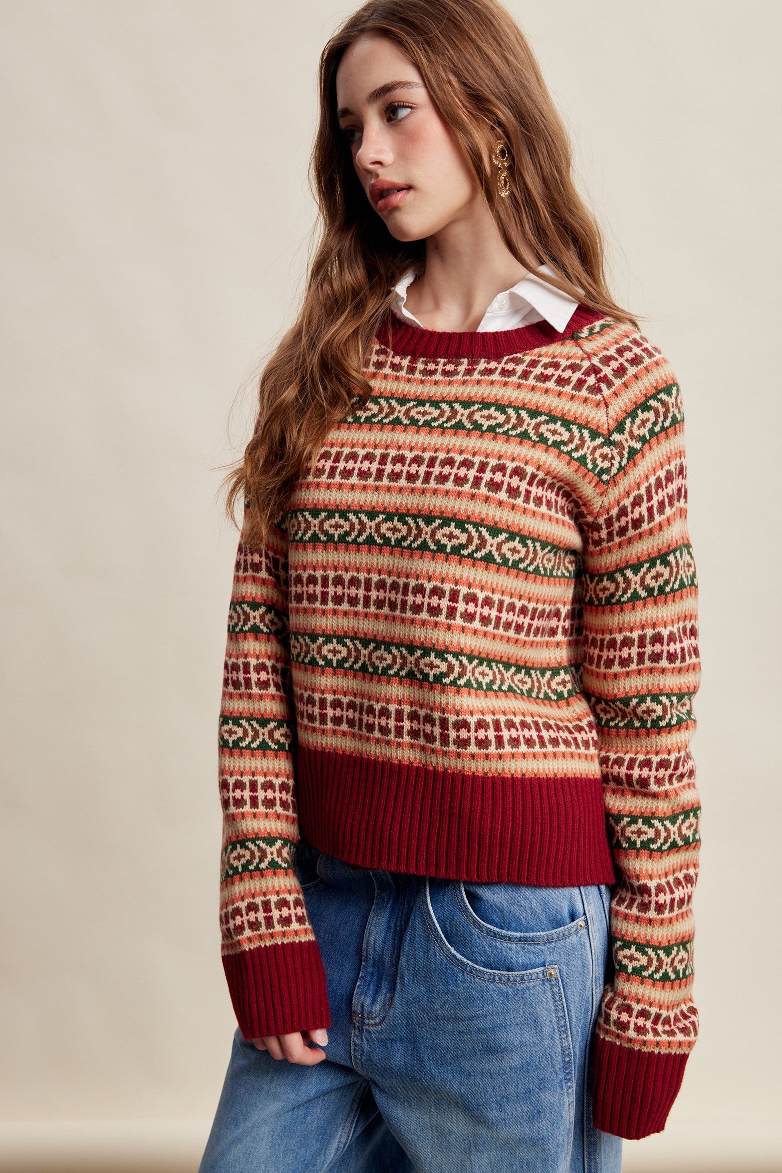 Nordhaven Fair Isle Sweater - Red Multi