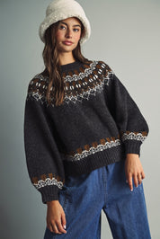 Nordic Circle Fair Isle Sweater in Charcoal - product photo 1