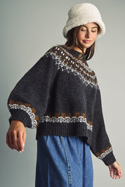 Nordic Circle Fair Isle Sweater in Charcoal - product photo 2
