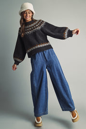 Nordic Circle Fair Isle Sweater in Charcoal - product photo 4