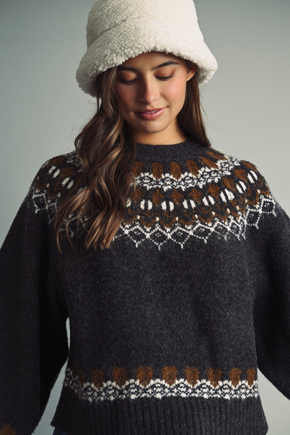 Nordic Circle Fair Isle Sweater in Charcoal - product photo 5