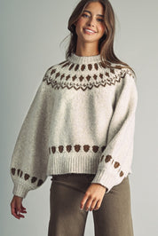 Nordic Circle Fair Isle Sweater in Cream - product photo 1