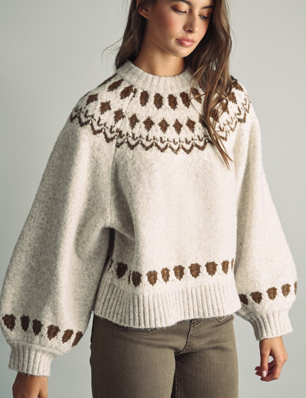 Nordic Circle Fair Isle Sweater in Cream - product photo 2