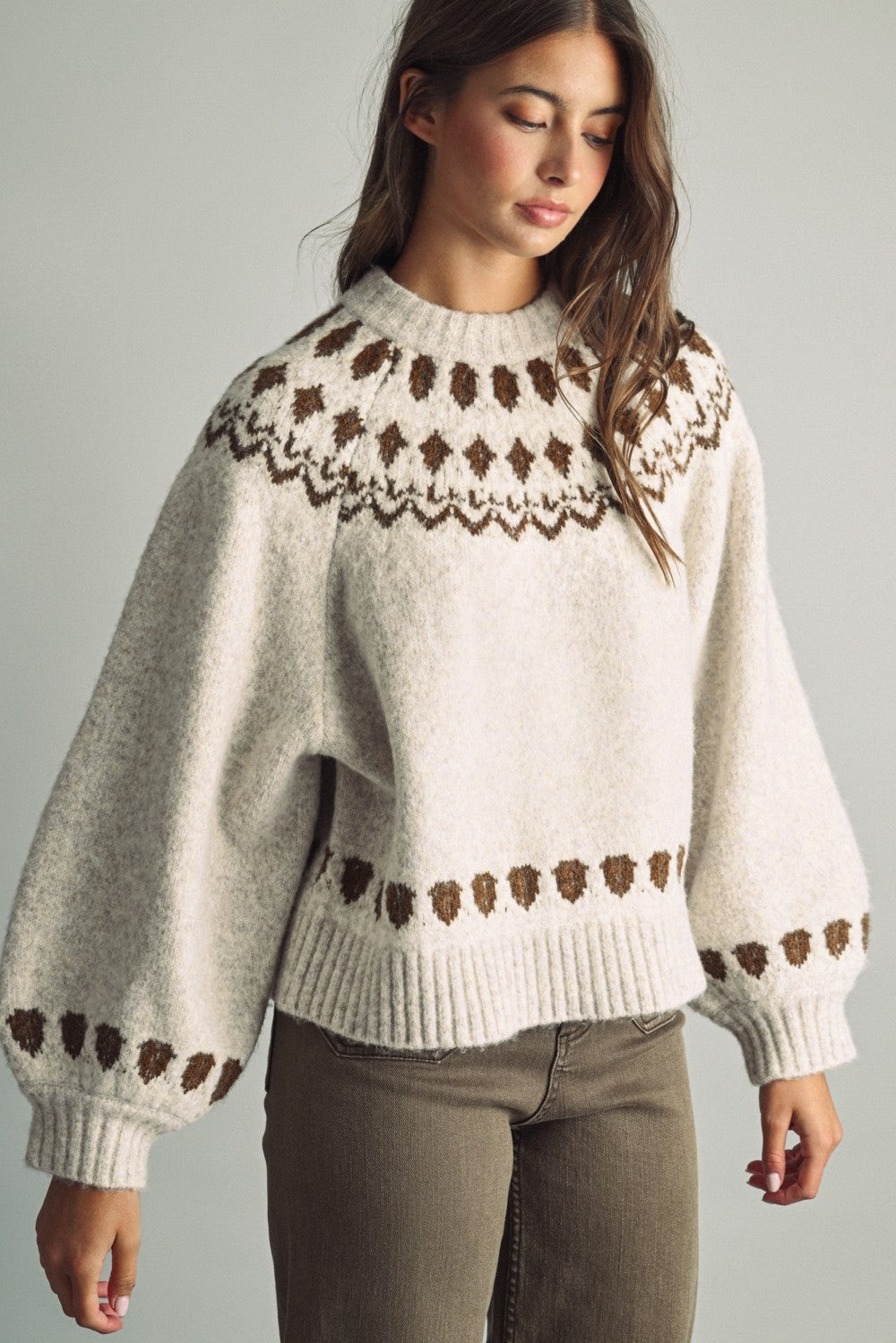Nordic Circle Fair Isle Sweater in Cream - product photo 2