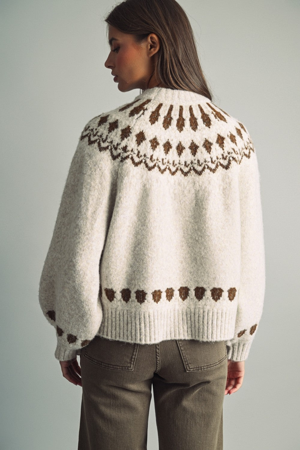 Nordic Circle Fair Isle Sweater in Cream - product photo 3