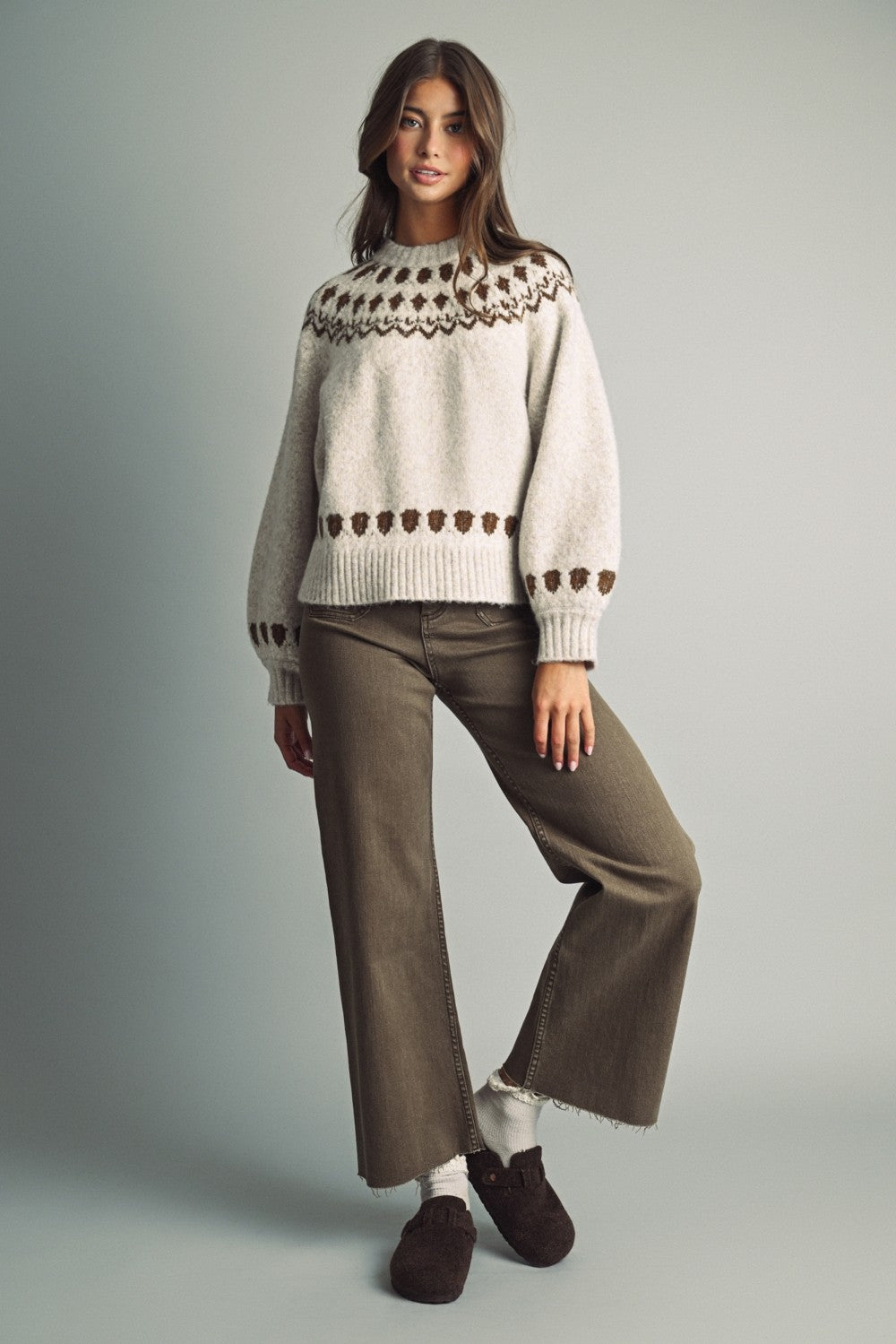 Nordic Circle Fair Isle Sweater in Cream - product photo 4