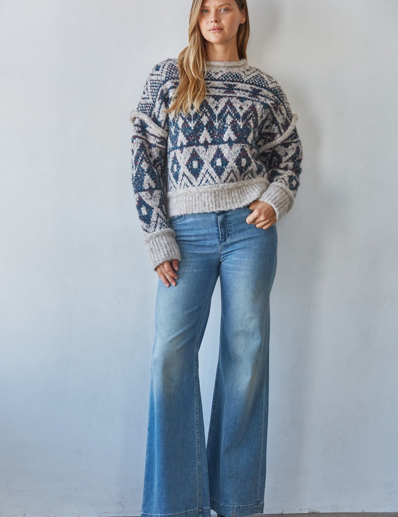 Nordic Notion Geometric Knit Sweater - Westly