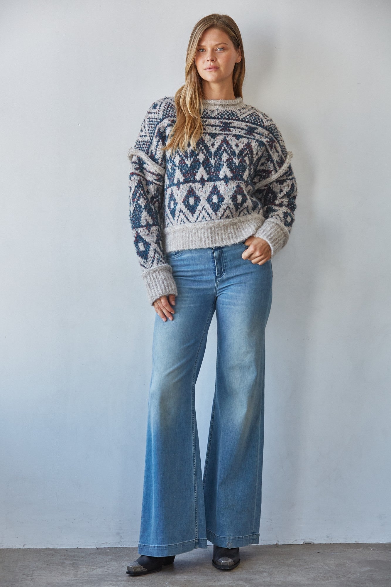 Nordic Notion Geometric Knit Sweater - Westly