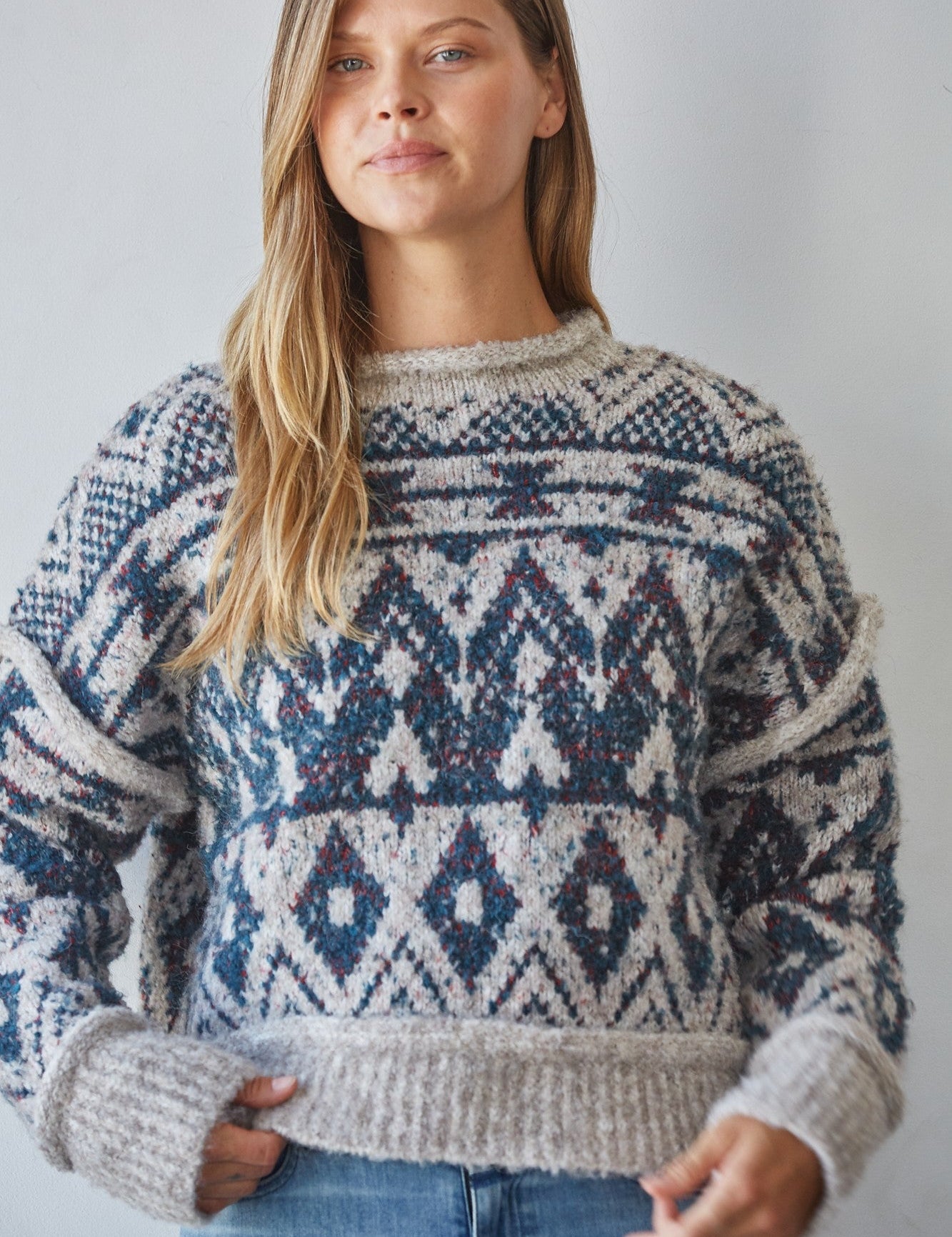 Nordic Notion Geometric Knit Sweater - Westly