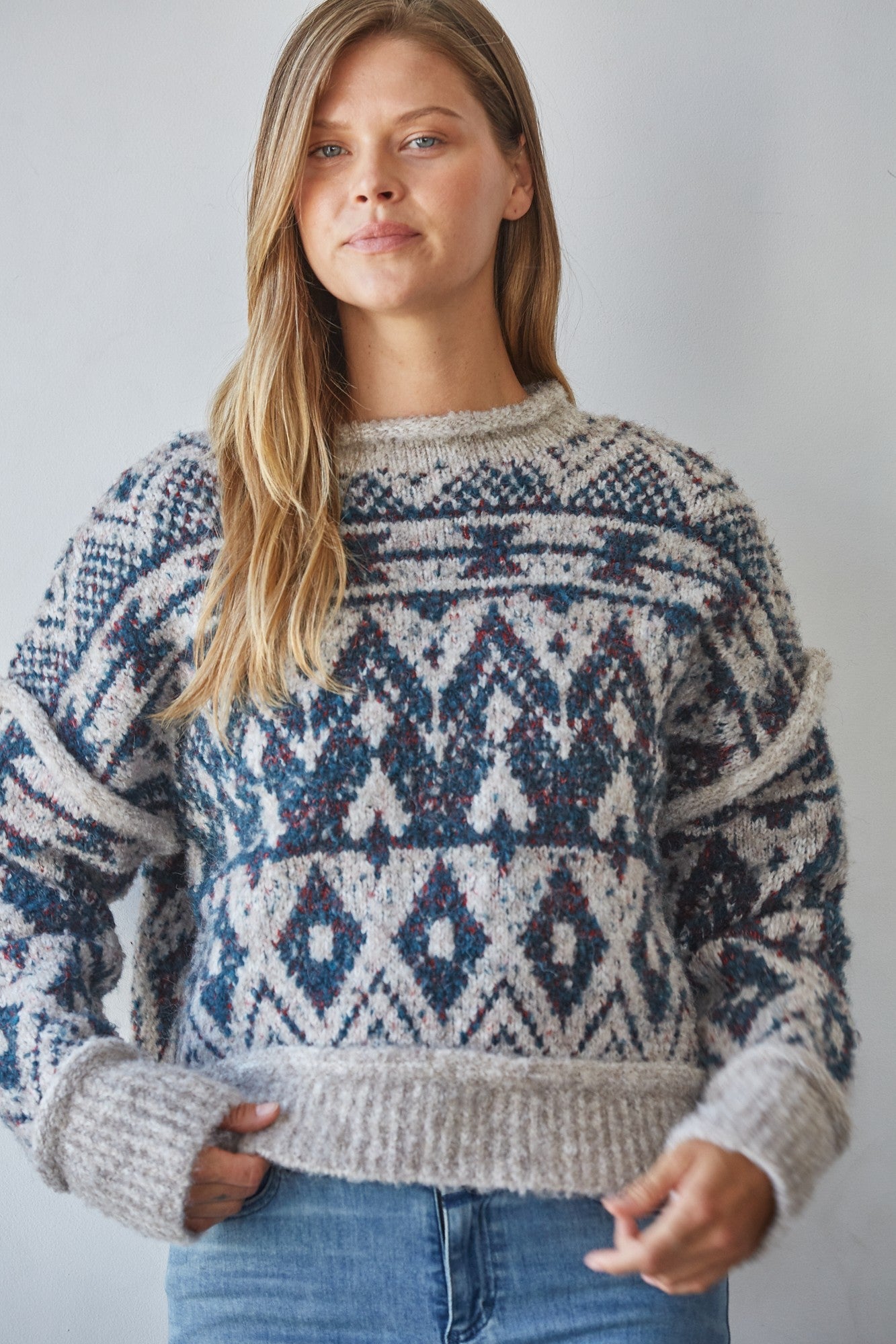 Nordic Notion Geometric Knit Sweater - Westly