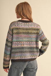 Northern Palette Fair Isle Cardigan in Mauve Brown Multi - product photo 7