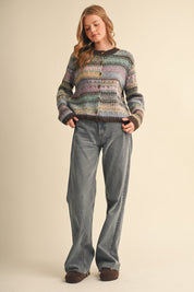 Northern Palette Fair Isle Cardigan in Mauve Brown Multi - product photo 8