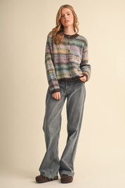 Northern Palette Fair Isle Cardigan in Mauve Brown Multi - product photo 9