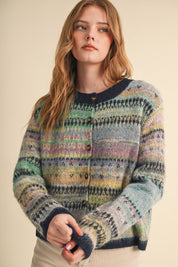 Northern Palette Fair Isle Cardigan in Midnight Navy Multi - product photo 1