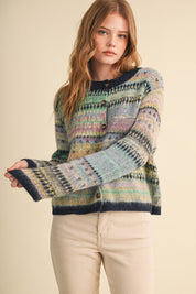 Northern Palette Fair Isle Cardigan in Midnight Navy Multi - product photo 3