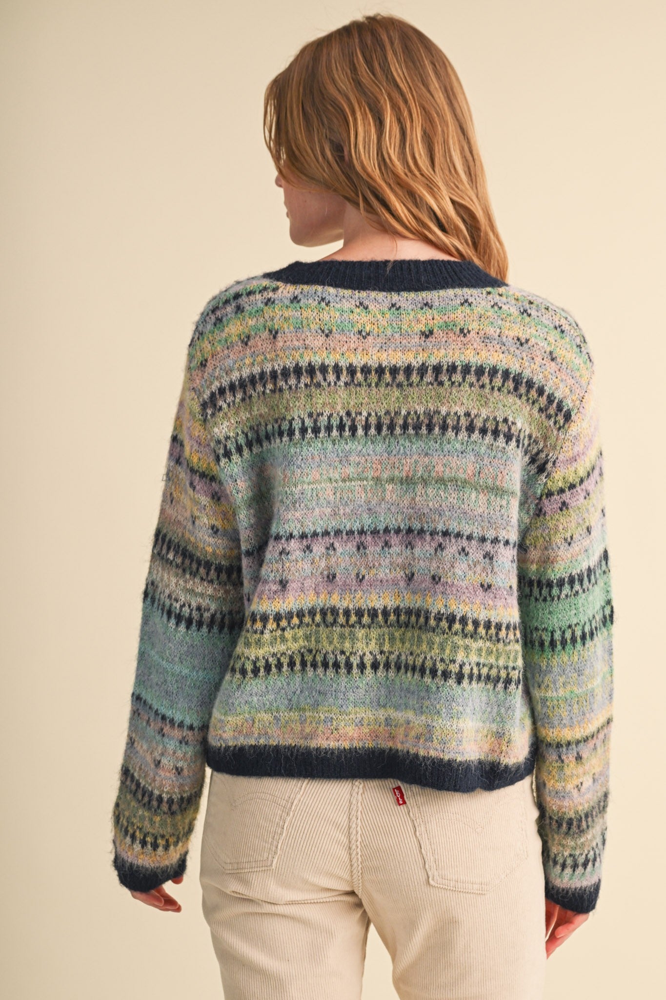 Northern Palette Fair Isle Cardigan in Midnight Navy Multi - product photo 6