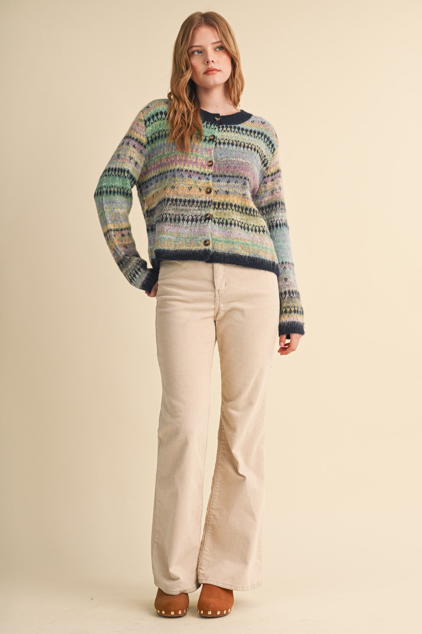 Northern Palette Fair Isle Cardigan in Midnight Navy Multi - product photo 7