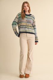Northern Palette Fair Isle Cardigan in Midnight Navy Multi - product photo 7