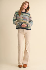 Northern Palette Fair Isle Cardigan in Midnight Navy Multi - product photo 8