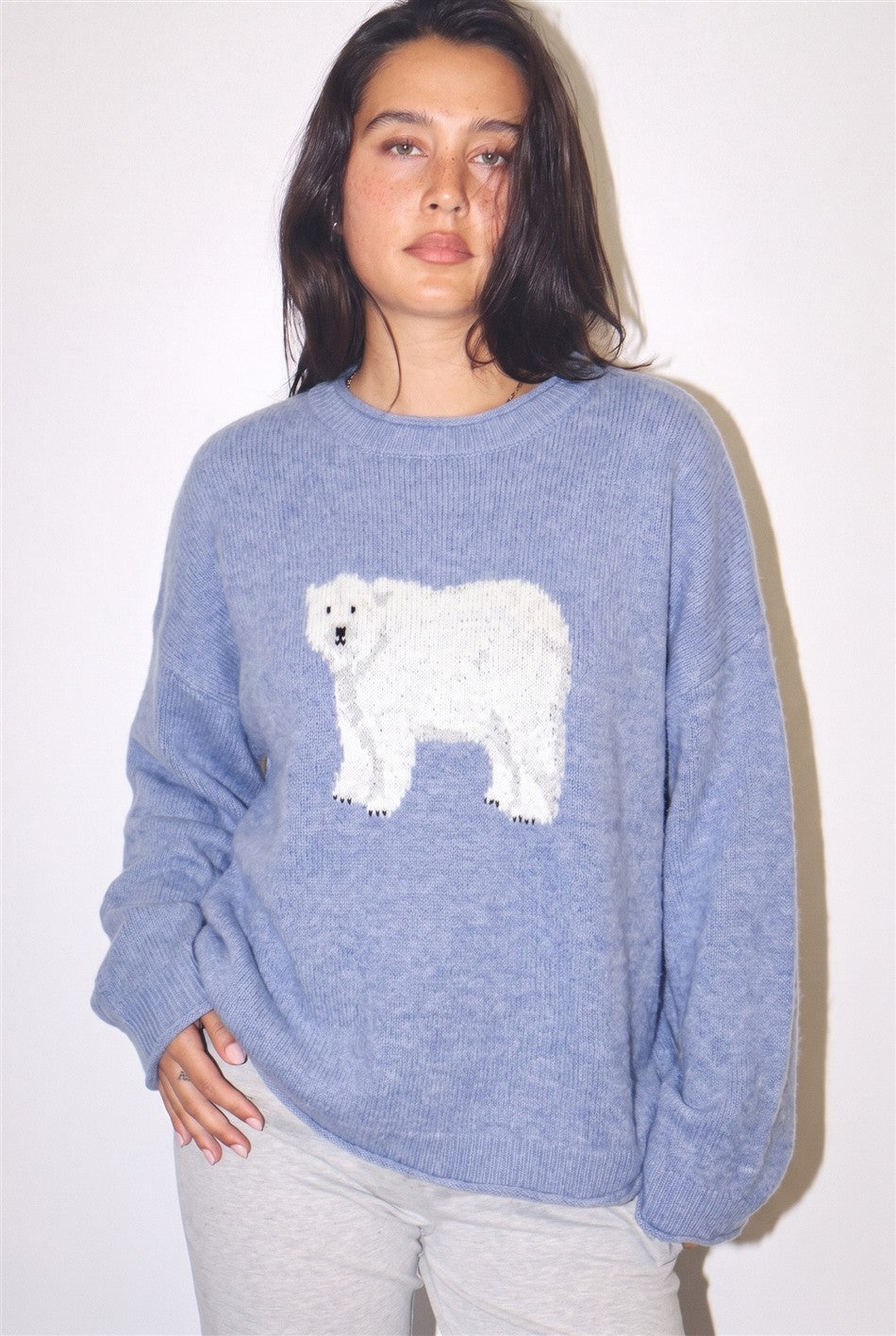 Northward Polar Bear Knit Sweater - Winter Blue