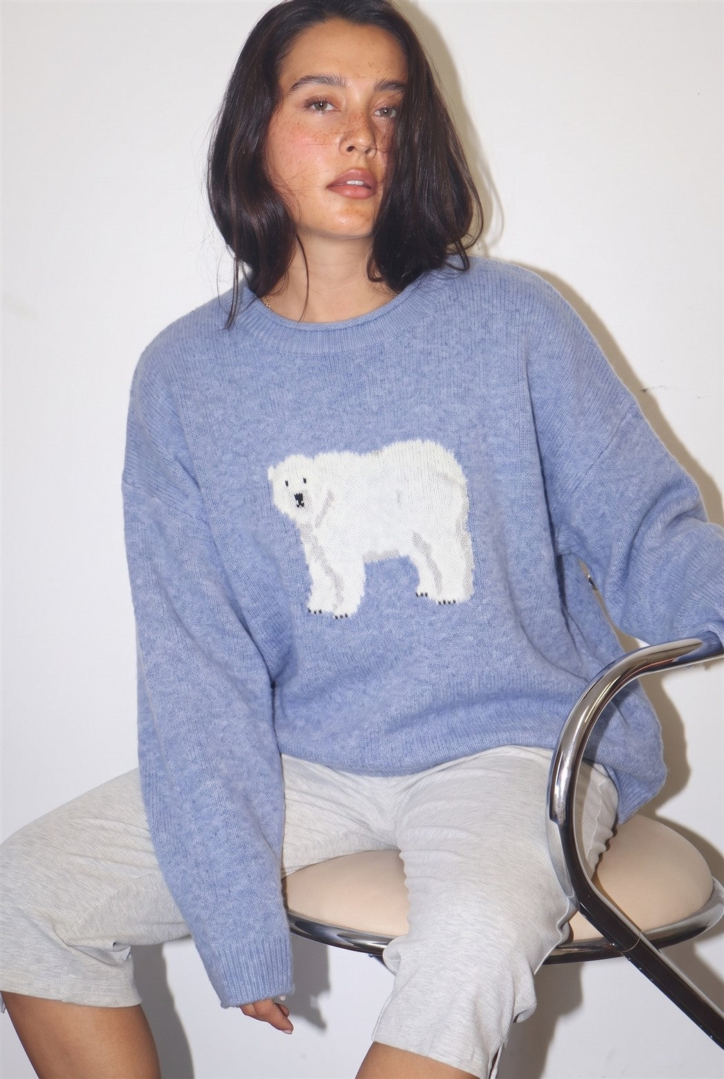 Northward Polar Bear Knit Sweater - Winter Blue