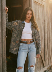 Oak Creek Denim Collar Camo Shacket - Westly