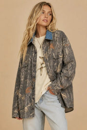Oak Creek Denim Collar Camo Shacket - Westly