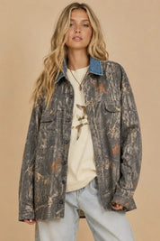 Oak Creek Denim Collar Camo Shacket - Westly