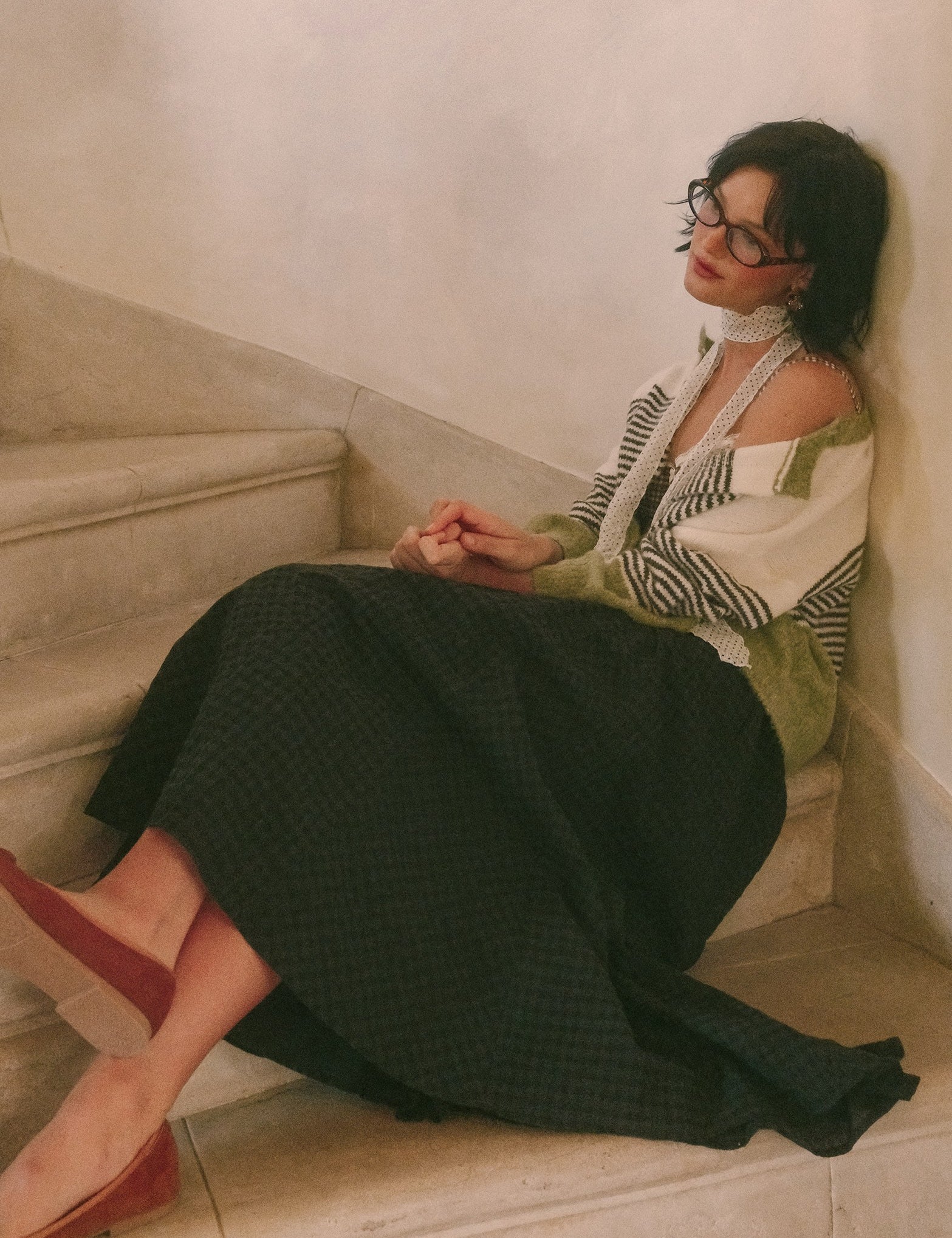 Oak Terrace Gingham Maxi Skirt in Deep Green - product photo 1