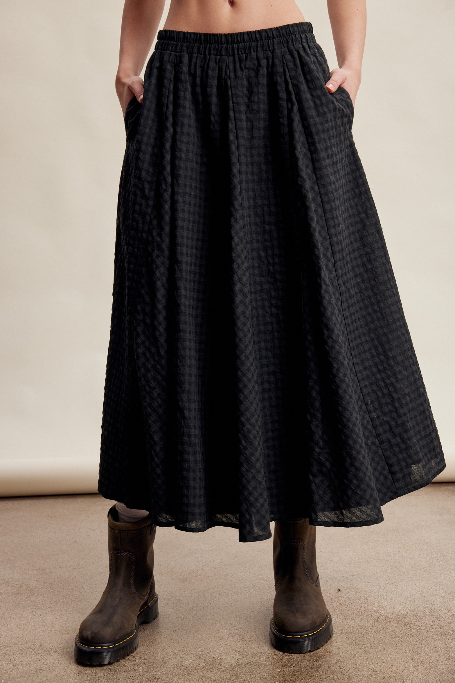 Oak Terrace Gingham Maxi Skirt in Deep Green - product photo 4