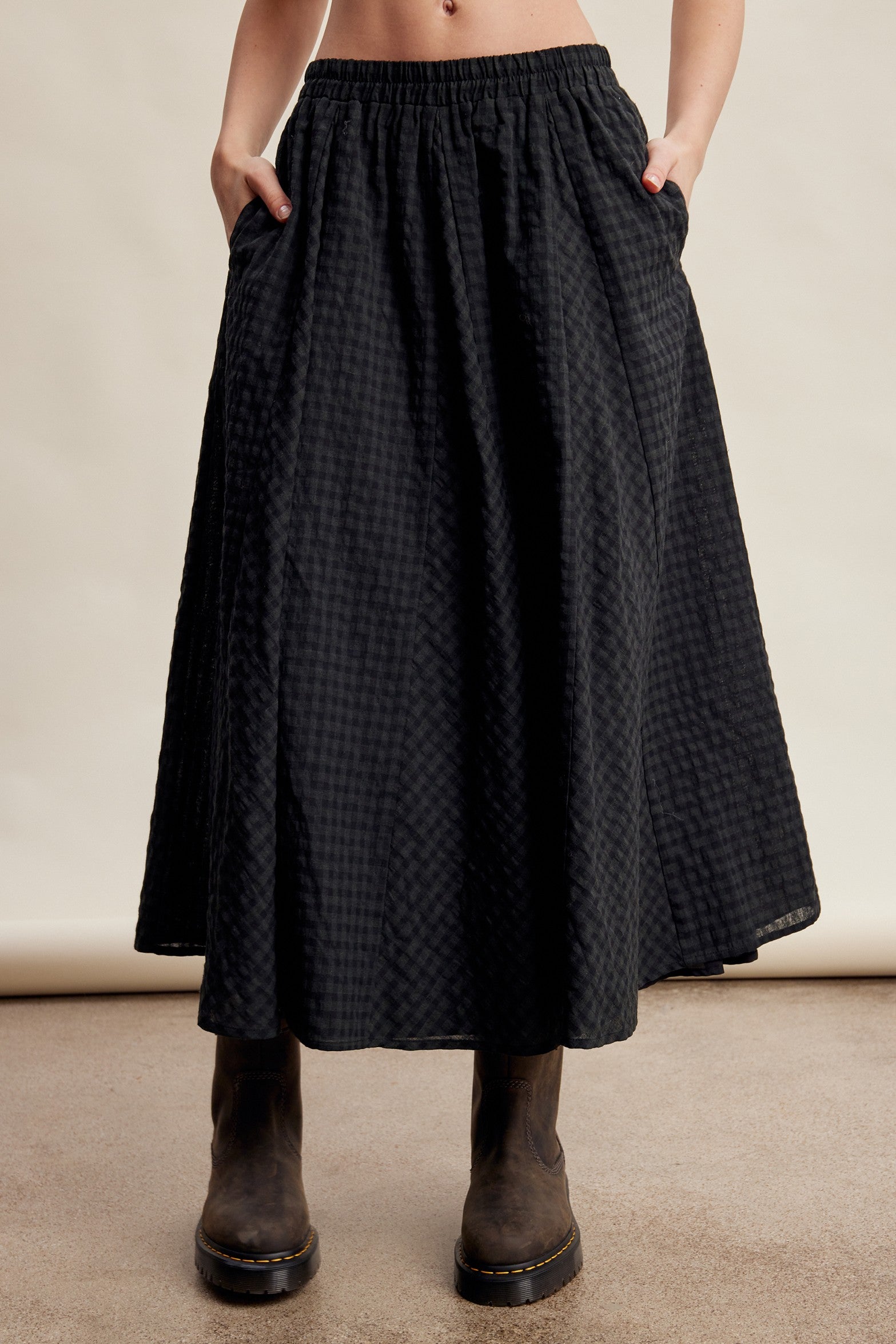 Oak Terrace Gingham Maxi Skirt in Deep Green - product photo 5