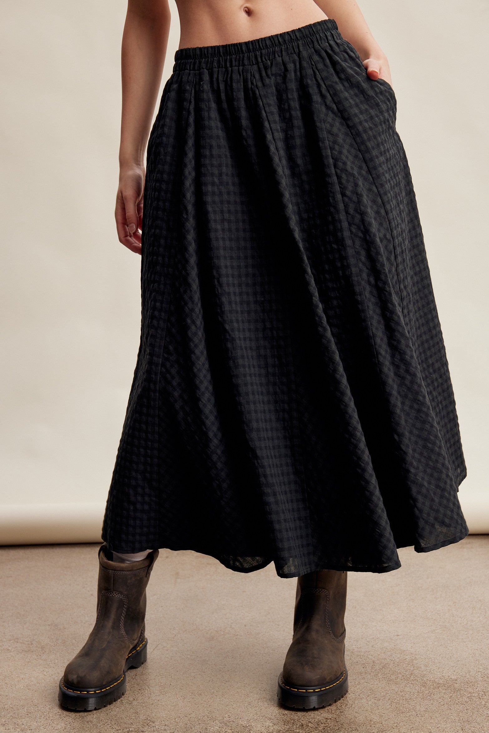 Oak Terrace Gingham Maxi Skirt in Deep Green - product photo 6