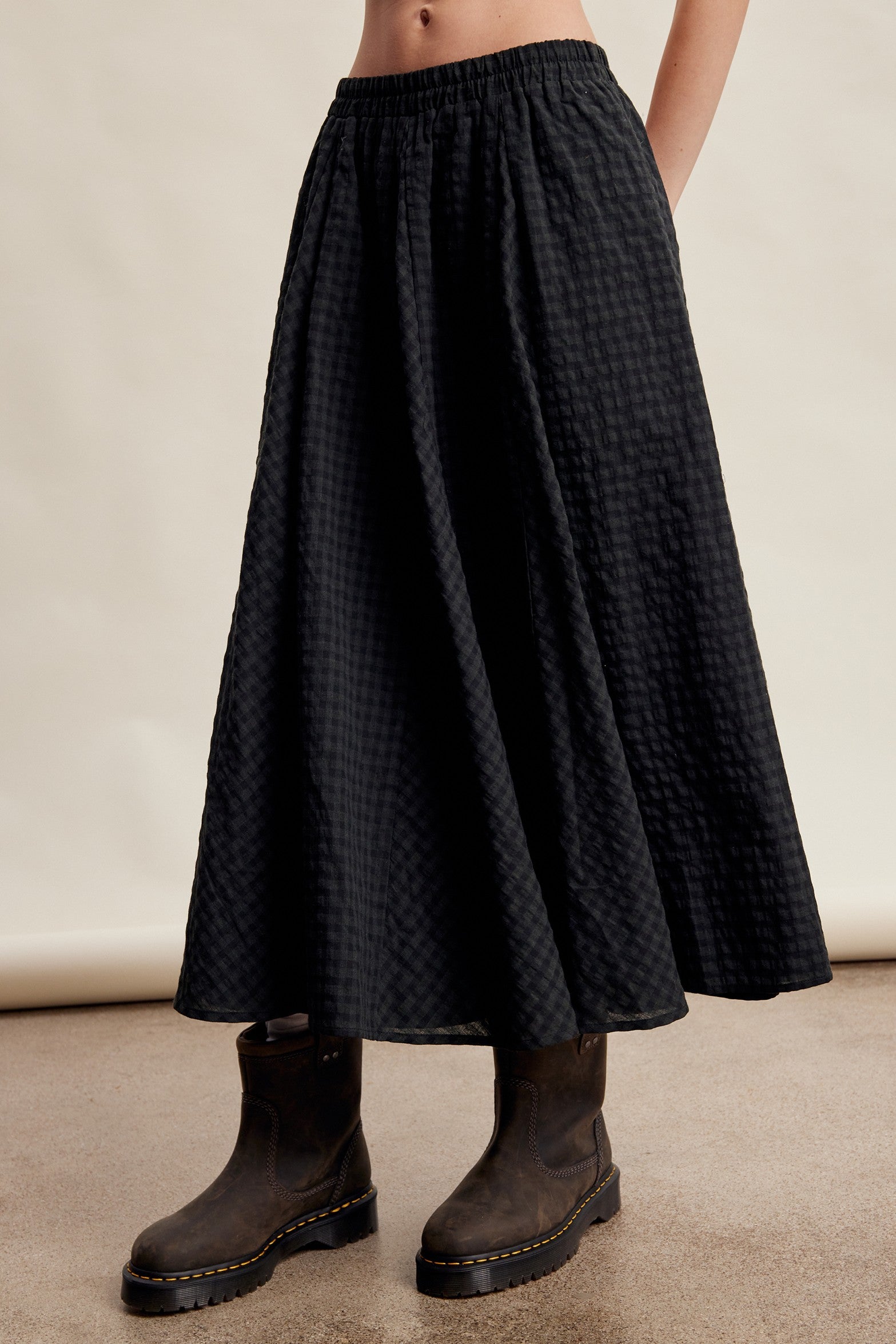 Oak Terrace Gingham Maxi Skirt in Deep Green - product photo 7