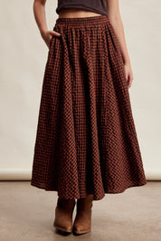 Oak Terrace Gingham Maxi Skirt in Rust - product photo 1