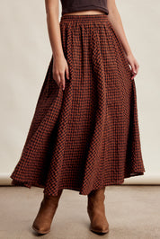 Oak Terrace Gingham Maxi Skirt in Rust - product photo 2
