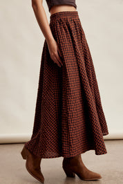 Oak Terrace Gingham Maxi Skirt in Rust - product photo 5