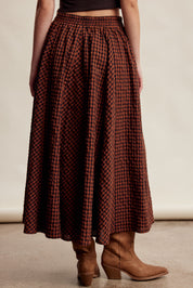 Oak Terrace Gingham Maxi Skirt in Rust - product photo 7