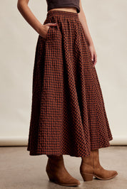 Oak Terrace Gingham Maxi Skirt in Rust - product photo 8