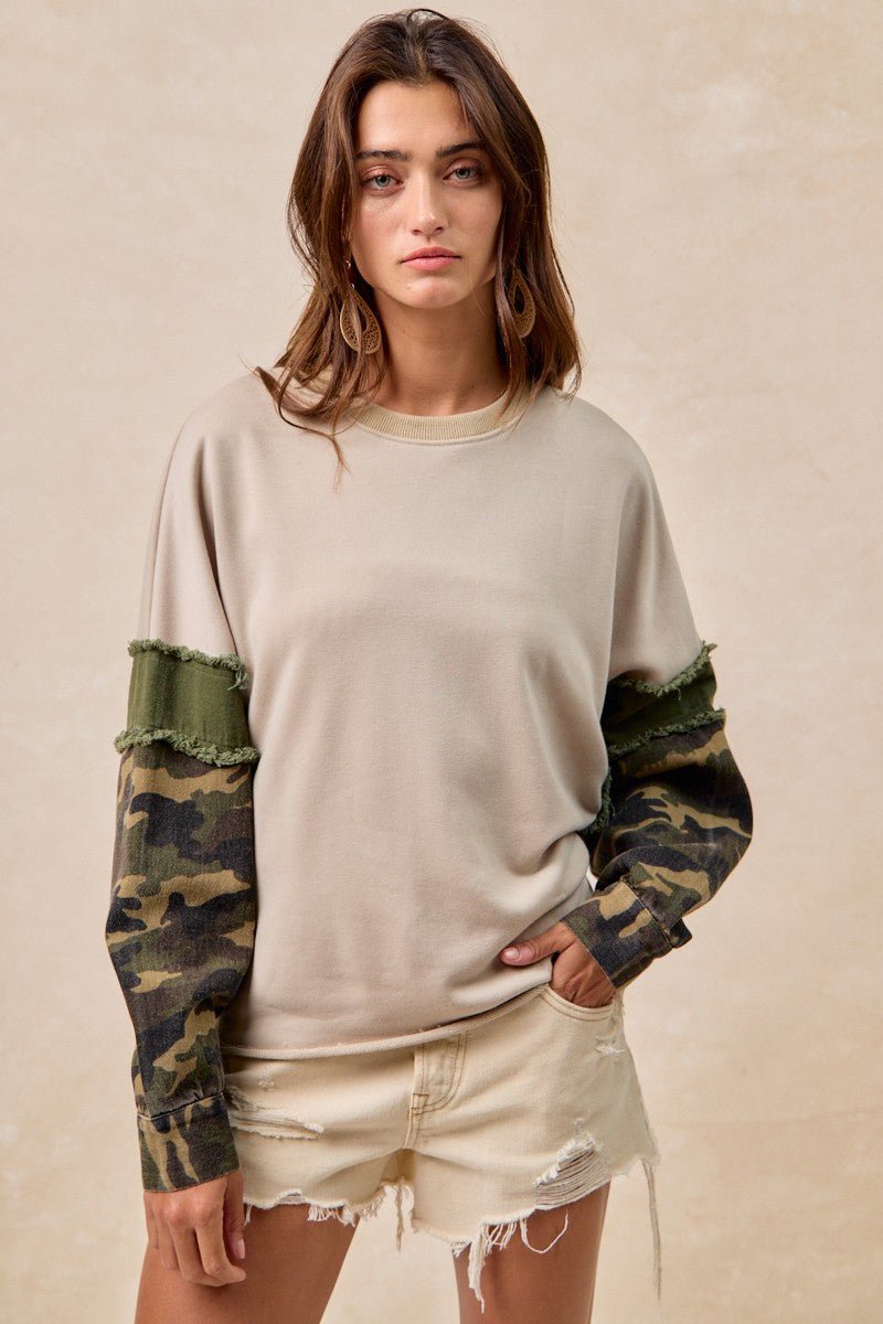 Oakley Frayed Edge French Terry Pullover With Camo Sleeves - Westly