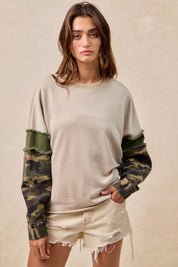 Oakley Frayed Edge French Terry Pullover With Camo Sleeves - Westly