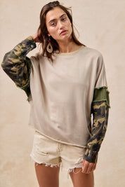 Oakley Frayed Edge French Terry Pullover With Camo Sleeves - Westly