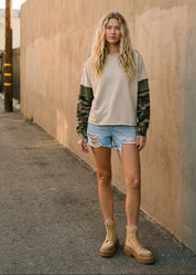 Oakley Frayed Edge French Terry Pullover With Camo Sleeves - Westly
