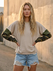 Oakley Frayed Edge French Terry Pullover With Camo Sleeves - Westly