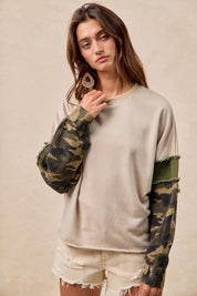 Oakley Frayed Edge French Terry Pullover With Camo Sleeves - Westly